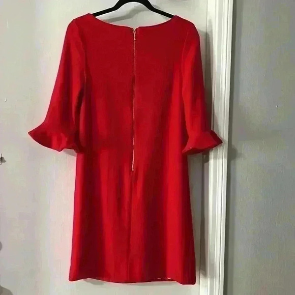 Kate Spade Luna red fluted sleeve wool shift dress - Picture 6 of 13